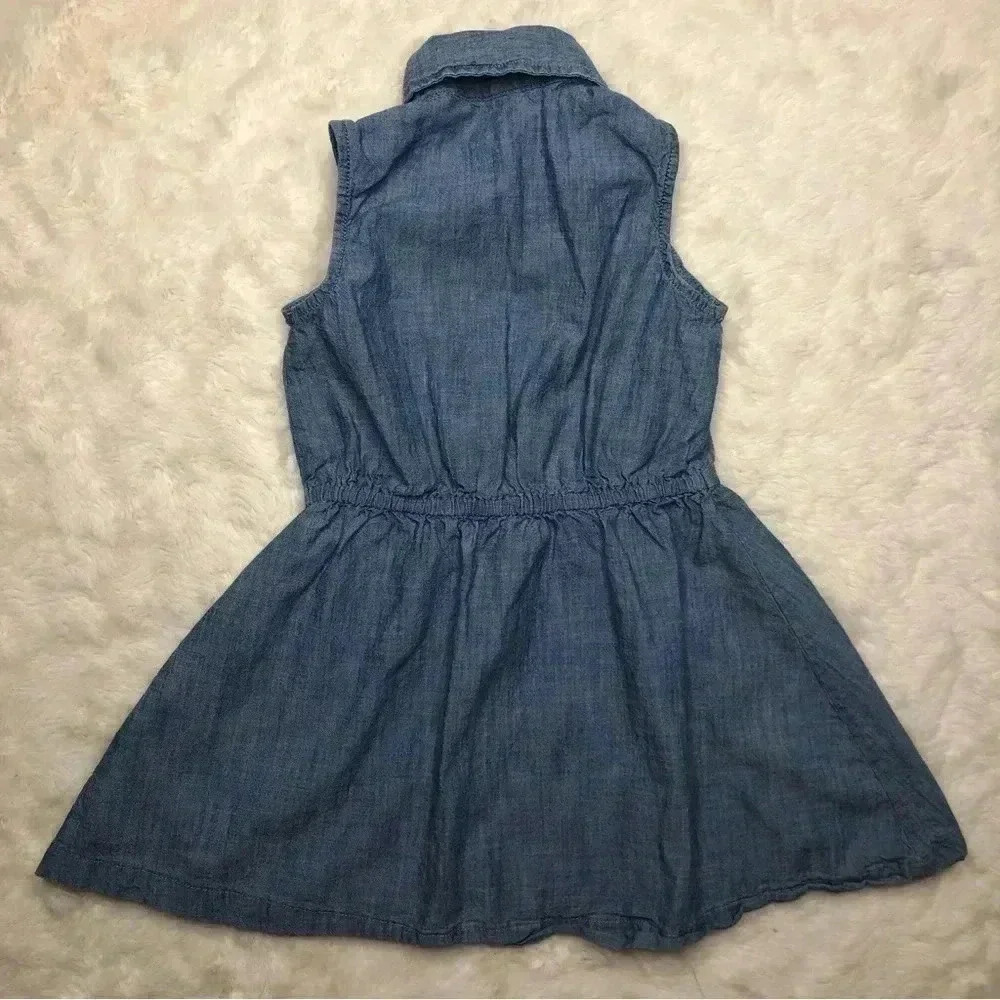 Joe Fresh Jean Dress Buttons Bow Collared  Blue Size 6 / Small - Picture 10 of 16